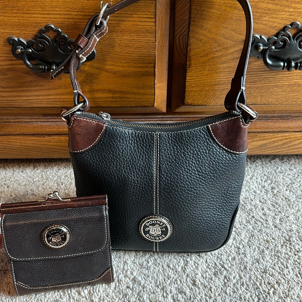 Black and dark brown Dooney & Bourke purse and wallet